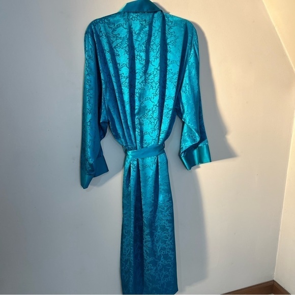 Vintage Victoria’s Secret Gold Label blue maxi robe long satin loungewear lounge - Picture 10 of 15